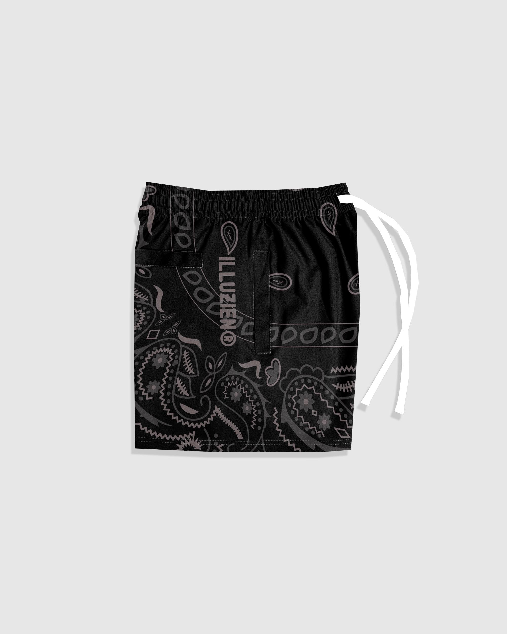 Matte Black Bandana v2 6 in. Shorts - Illuzien
